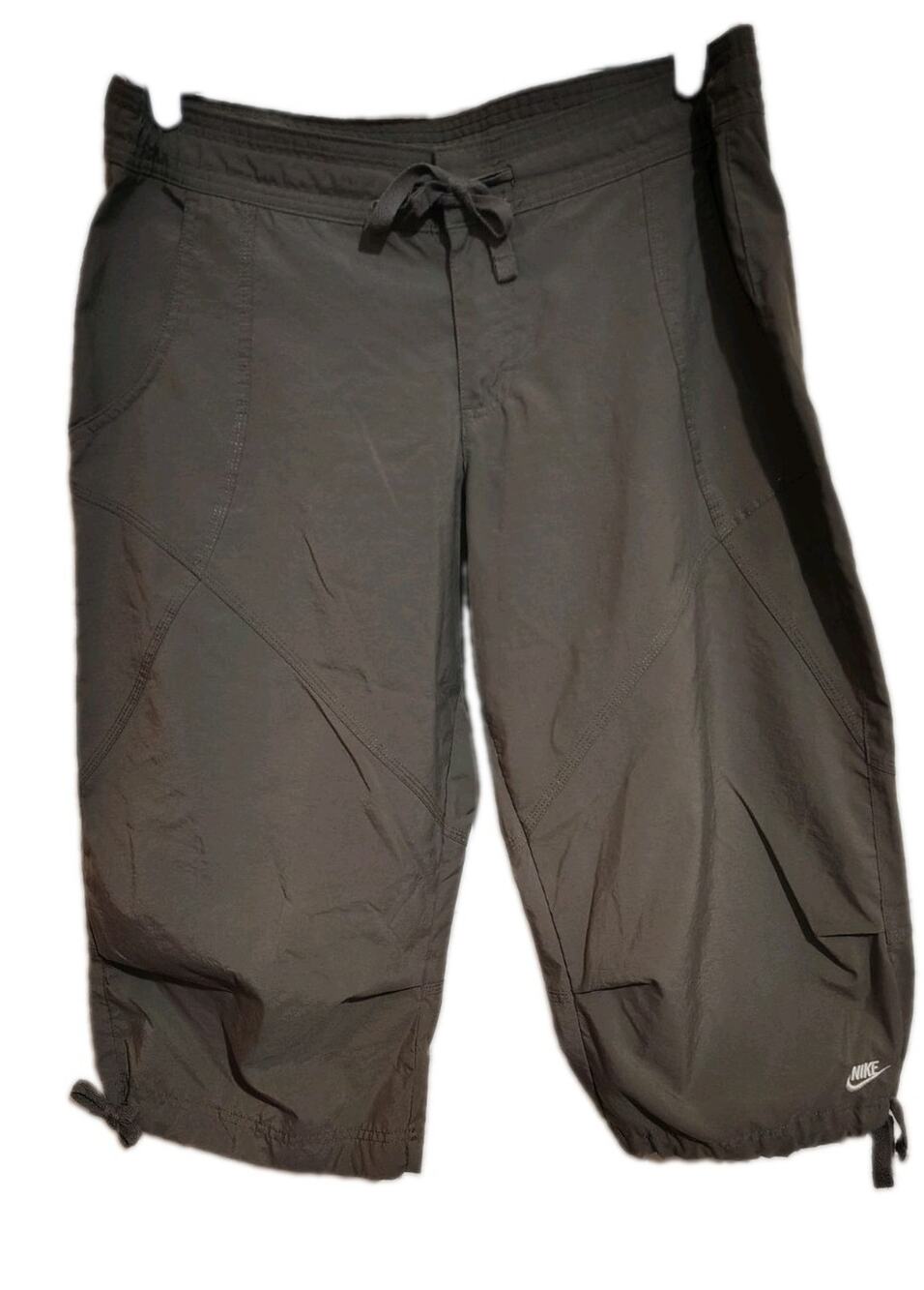 Nike Capri Pants Size Large L 12 14 Khaki Green Athletic Workout Drawstring Hem